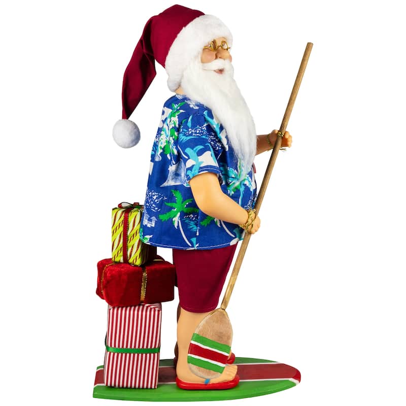 Santa on a Paddle Board Christmas Figure - 18"