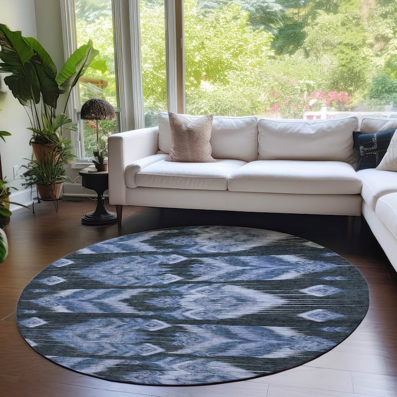 Machine Washable Indoor/ Outdoor Chantille Abstract Boho Rug