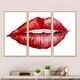 preview thumbnail 9 of 12, Designart 'Valentines Day Red Woman Lips' Modern Framed Canvas Wall Art Print Set of 3 - 4 Colors of Frames 36 in. wide x 20 in. high - 3 Panels - Maple