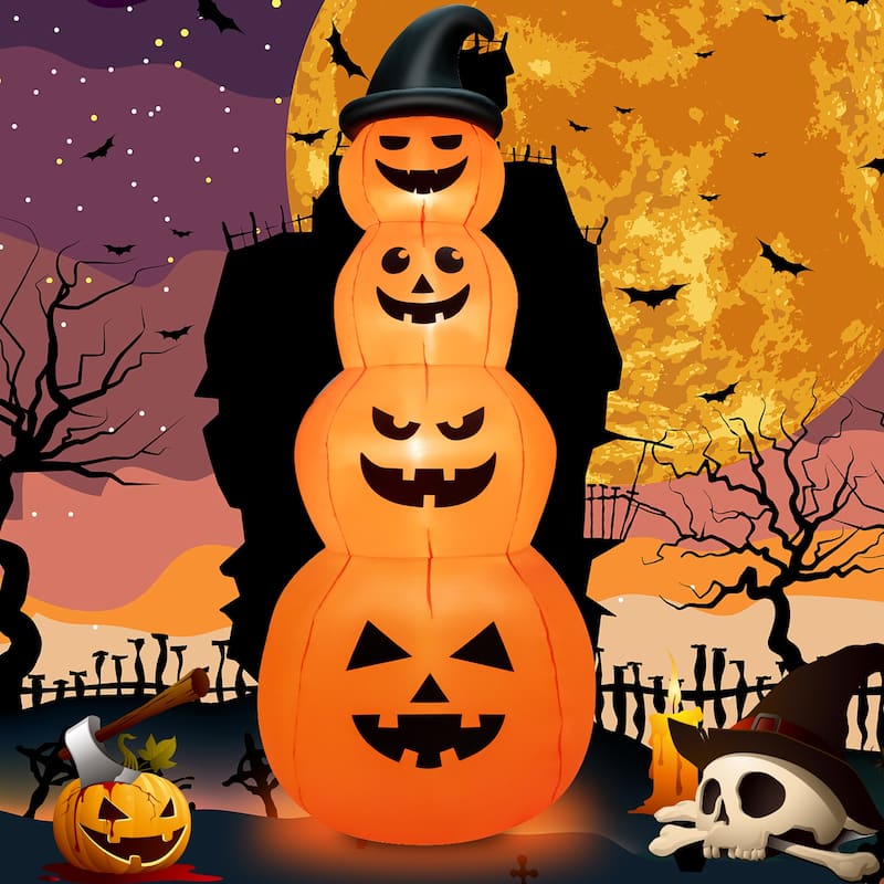 8FT Halloween Inflatable Pumpkin 4 Pumpkins Stack Halloween Decoration