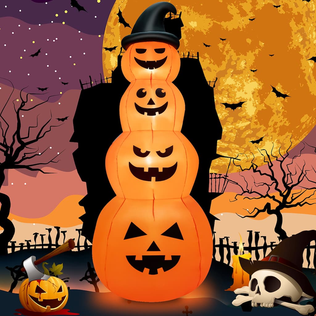 8FT Halloween Inflatable Pumpkin 4 Pumpkins Stack Halloween Decoration