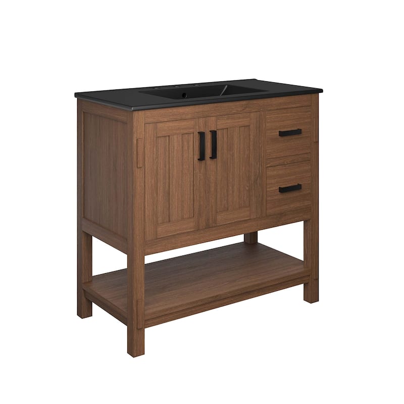 Ashlyn 36" Wood Bathroom Vanity - Black