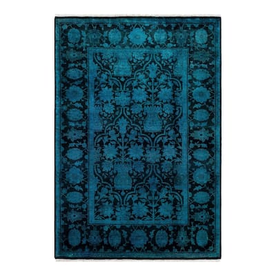 Contemporary Overdyed Wool Hand Knotted Area Rug - 4' 2" x 6' 0"