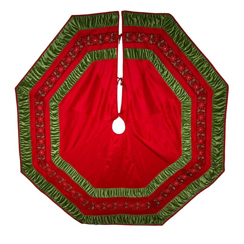 Kurt Adler 72-Inch Red and Green Gathered Border Tree Skirt - Multi