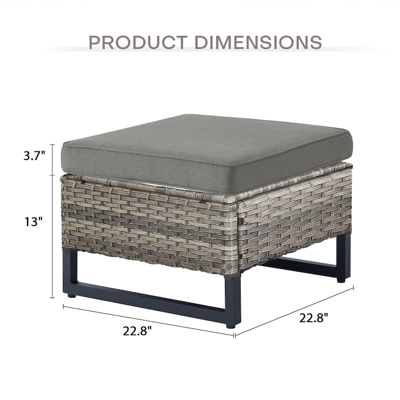 Gymojoy Outdoor Wicker Ottomans with Olefin Cushions