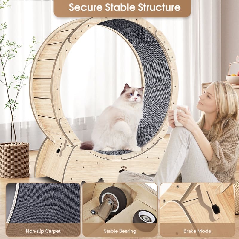 Cat Exercise Wheel,Cat Running Wheel with Carpeted Runway
