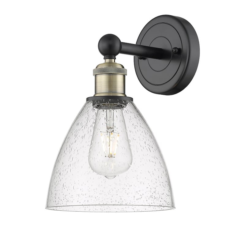 Innovations Lighting 616-1W-12-8 Bristol Sconce Bristol Glass 12" Tall - Black Antique Brass / Seedy