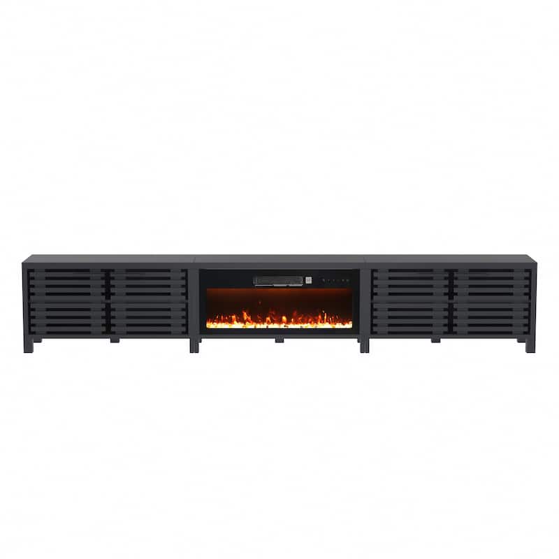115" Modern Black Electric Fireplace TV Stands for TV's up to 120" with Remote