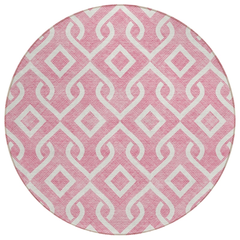 Machine Washable Indoor/ Outdoor Chantille Trellis Scroll Rug