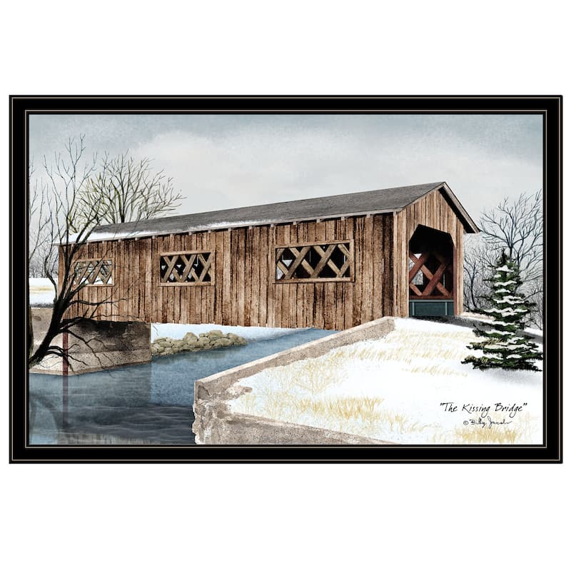 TrendyDecor4U Farmhouse "The Kissing Bridge" Framed Print Wall Art by Billy Jacobs