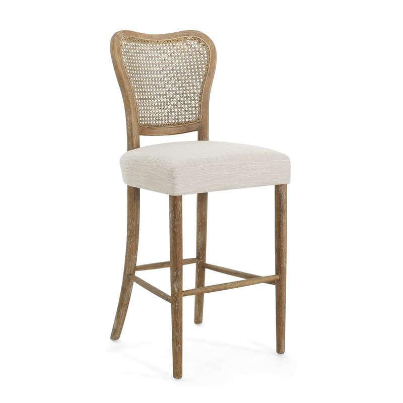 Naci Rubberwood Farmhouse 30-Inch Barstool with Cane Backrest (set of 2) by Christopher Knight Home