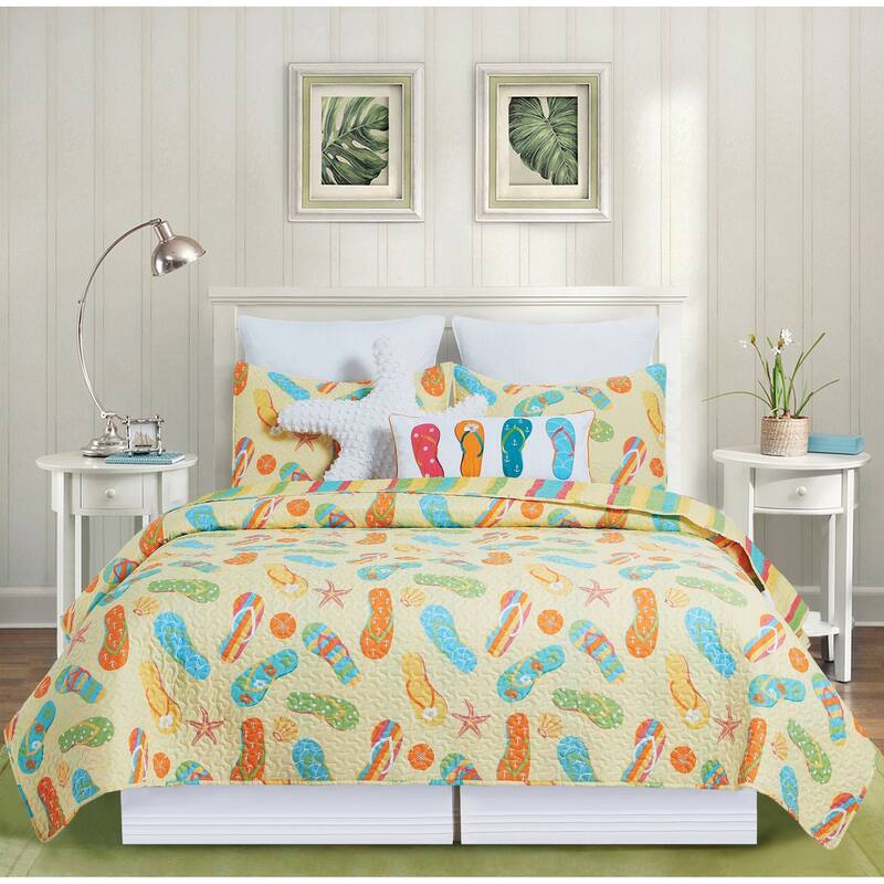 Sunny Splash Flip Flop Beach Quilt Set