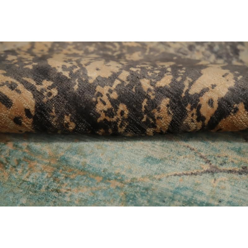 Hand Knotted Oriental Viscose Silk Carpet Modern Pictorial Oranges & Rust Abstract Area Rug - 7' 11'' X 4' 10''