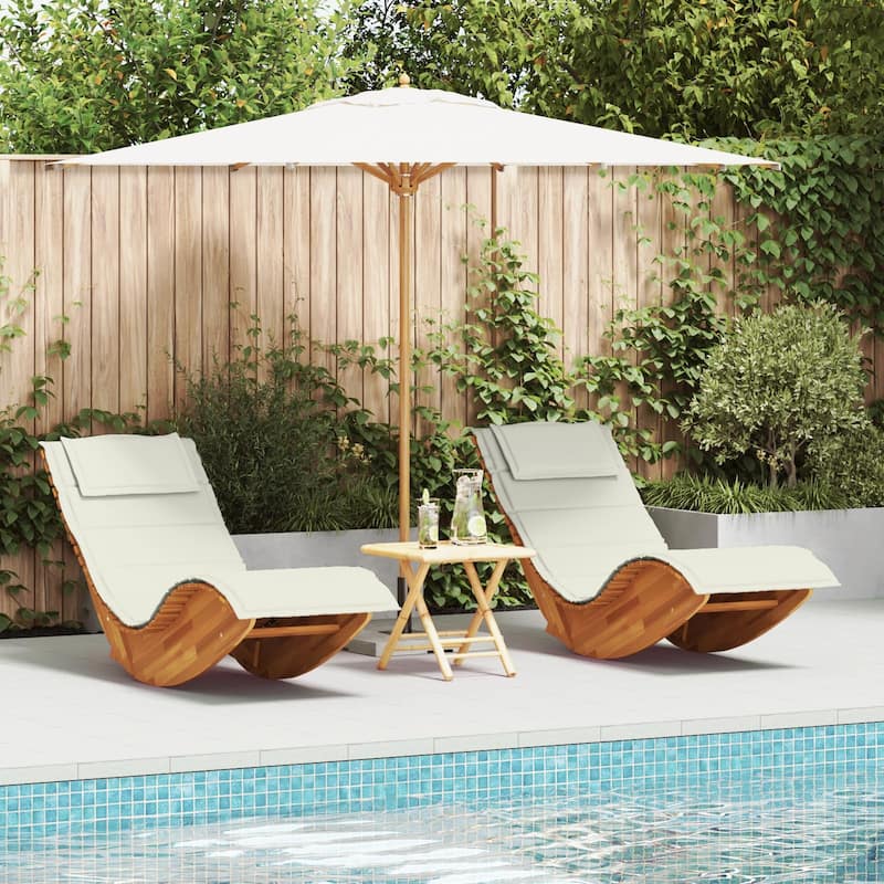 vidaXL Rocking Sun Loungers with Cushions 2 pcs Solid Wood Acacia - 23.6 x 60.6 x 29.1