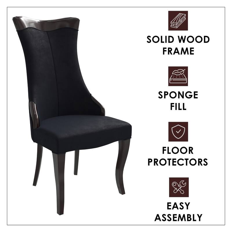 Dining Chair with Leather/Velvet Seat in Rubberwood Novara Series by LeisureMod