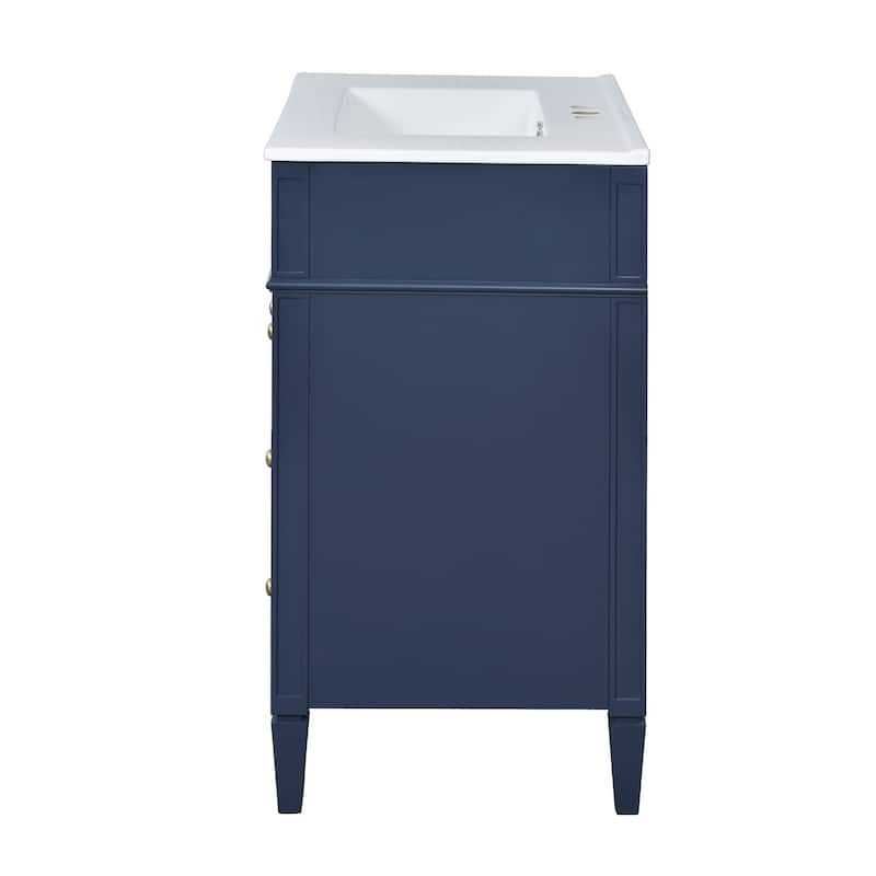 30'' Bathroom Vanity with Top Sink, Modern Bathroom Storage Cabinet with 2 Drawers and a Tip-out Drawer