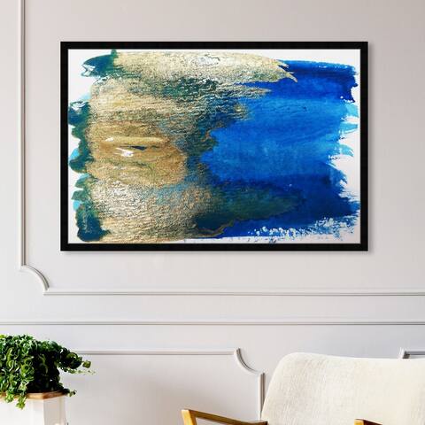 Oliver Gal 'Impero' Abstract Wall Art Framed Print Watercolor - Blue, Gold
