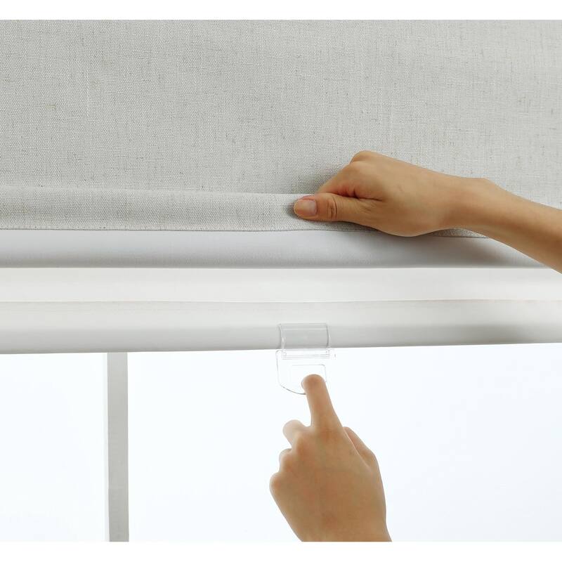 100% Blackout Roman Shade Belgian Linen Look Polyester Fabric