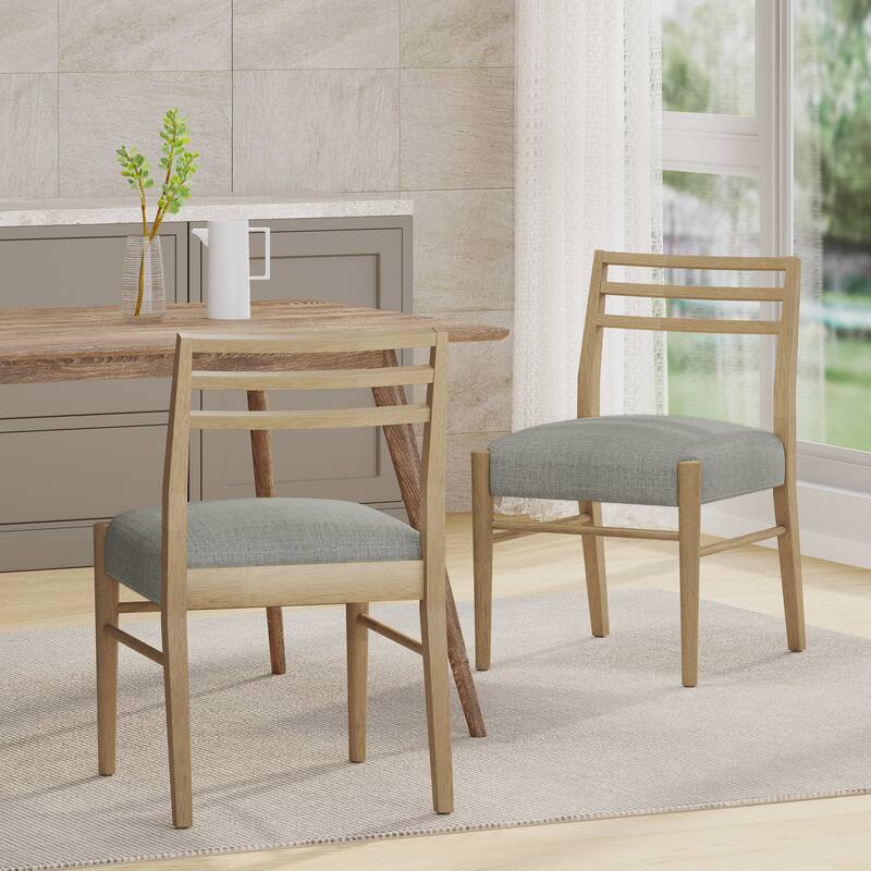 Farmhouse Woodern Frame Upholstered Armless Dining Chair with Lader Back(Set of 2)