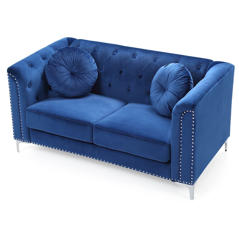 Pompano Velvet Button Tufted Loveseat