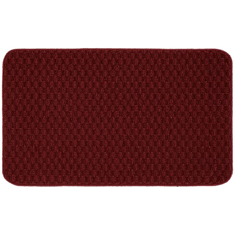 Garland Rug Town Solid Checkered Durable Kitchen/ Door Mat Accent Rug - 24" x 40" - Chili