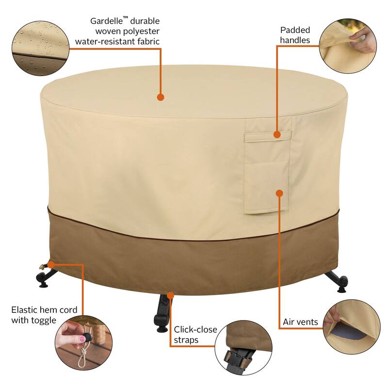Classic Accessories Veranda Water-Resistant 42 Inch Round Fire Pit Table Cover