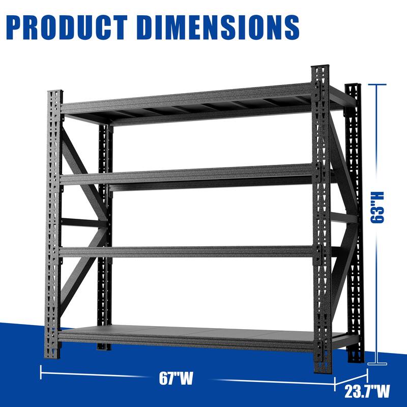 4000 lbs Heavy Duty Garage Shelving, 4-Shelf Adjustable Metal Storage Unit 4000LBS Capacity Industrial Shelving for Warehouse