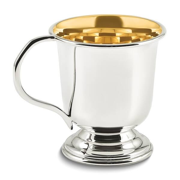 Curata Solid Sterling Silver Gold Lined Pedestal Pot Belly Baby Cup 2
