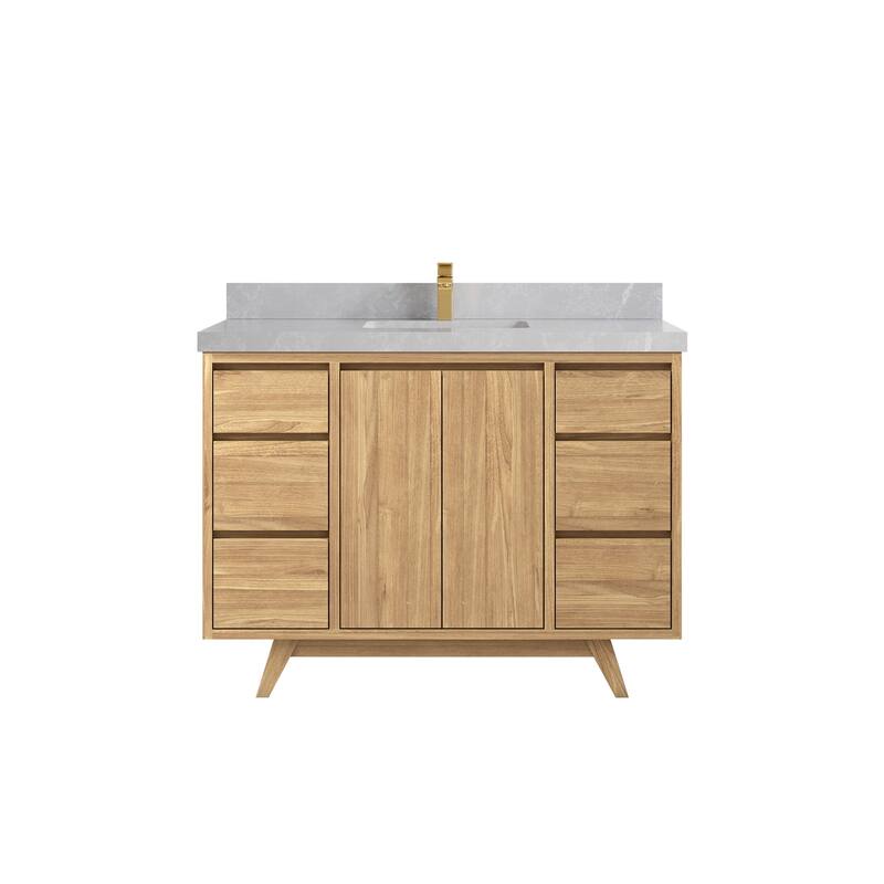Willow Collections 48 in. W x 22 in. D Madison Teak Single Sink Bathroom Vanity with Countertop