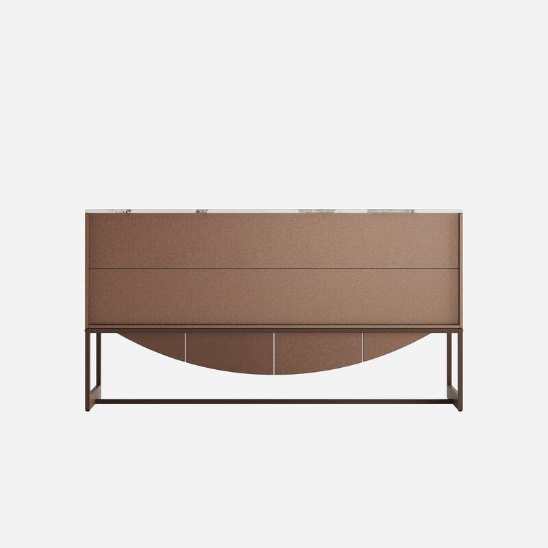 3D Wave Texture Sideboard with Marble Top - Modern Luxury Buffet Cabinet for Living & Dining Room Storage