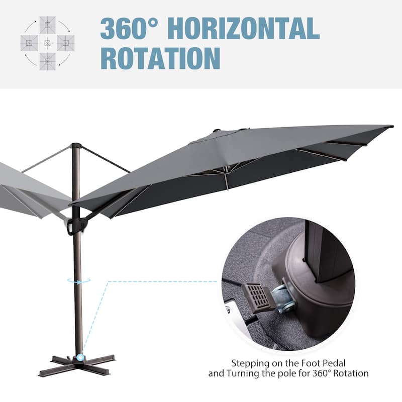 VredHom 9 x 12 FT Outdoor Patio Cantilever-Offset Umbrella with Wheel Base