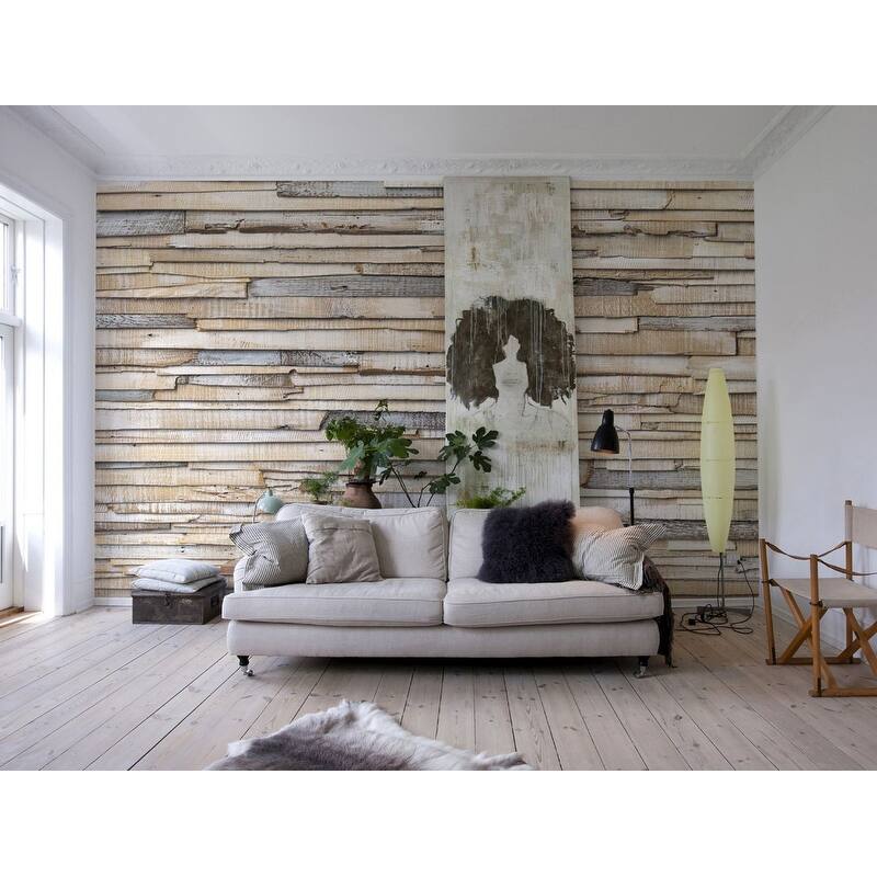 Komar Whitewashed Wood Wall Mural