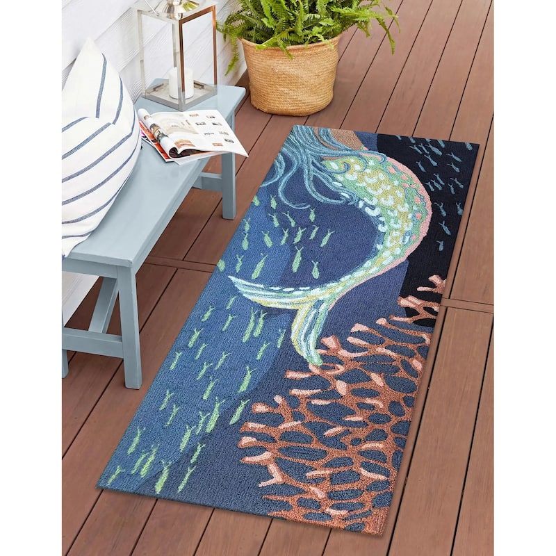 Liora Manne Frontporch Siren Sighting Indoor/Outdoor Area Rug - 2' x 5' - Ocean