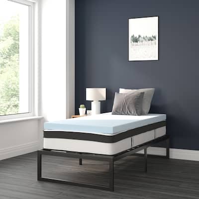 Platform Bed Frame; Pocket Spring Mattress & Memory Foam Topper