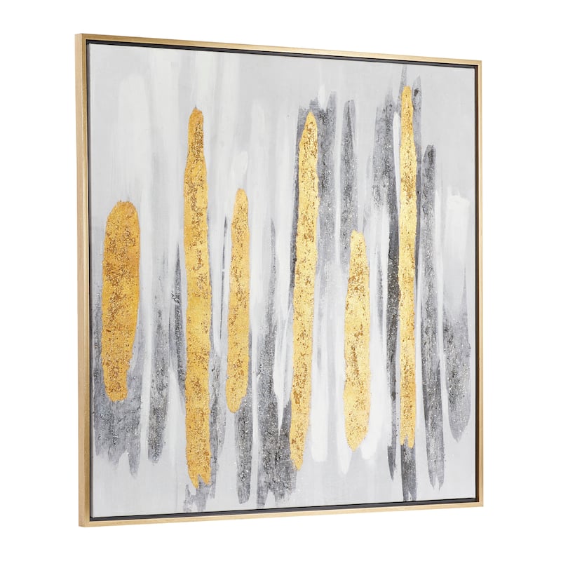 Canvas Abstract Framed Wall Art with Gold Frame - Gray - CosmoLiving by Cosmopolitan