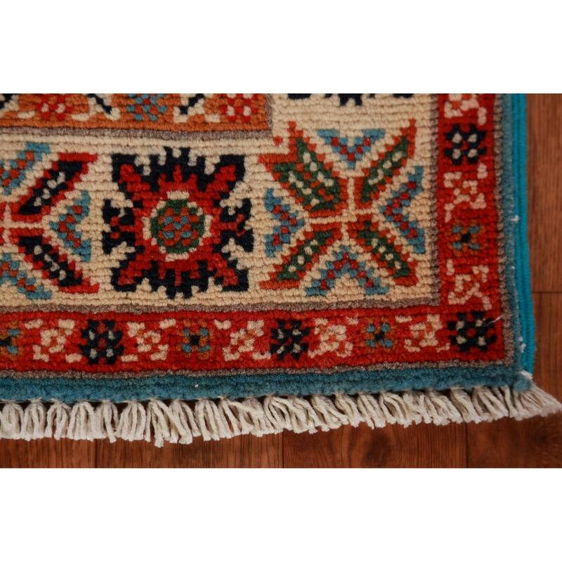 Blue Kazak Oriental Foyer Rug Hand-Knotted Wool Carpet - 2'0"x 3'0"