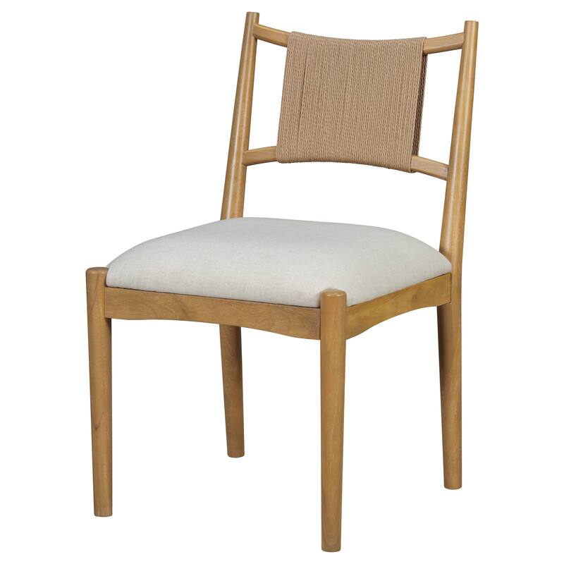 Christopher Knight Home - Mid-Century Set of 2 Upholstered Dining Chair with Woven Paper Rope Back