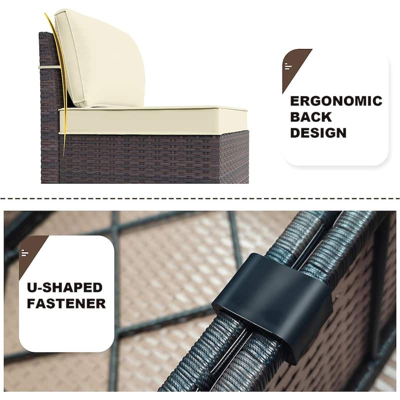 Delnavik Patio Furniture Set Sofa 6-Piece Wicker Sectional Sofa Set, Outdoor Furniture Rattan Patio Sofa Conversation Set