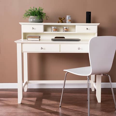 SEI Furniture Barton Transitional White Wood Secretary Desk