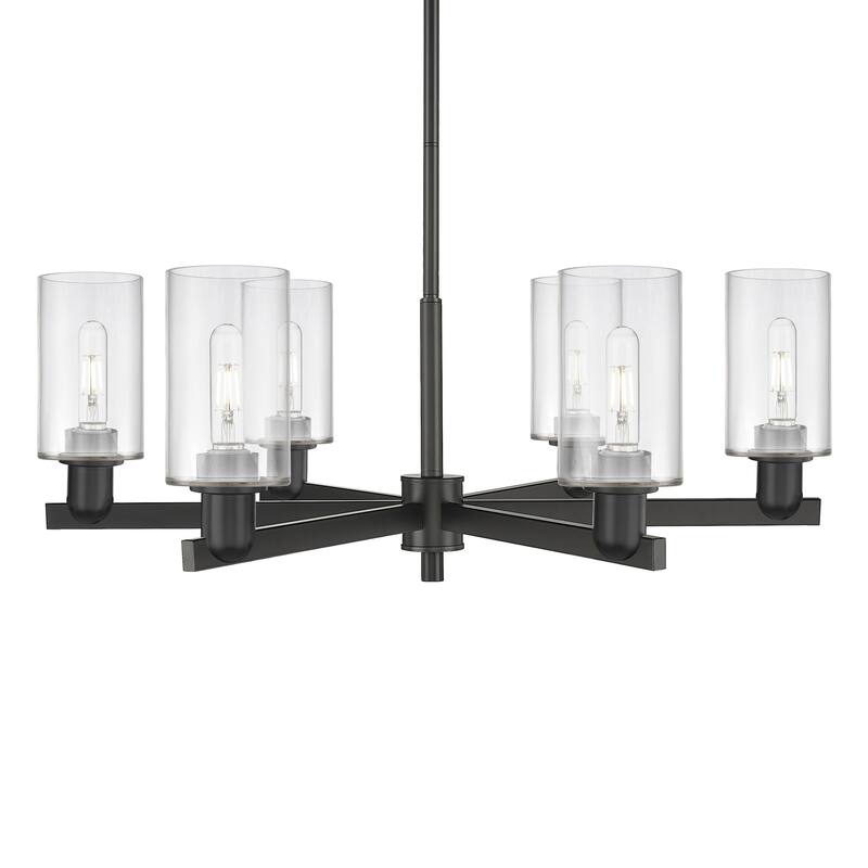 Innovations Lighting 716-6CR-11-34 Clymer Chandelier Clymer 6 Light - Matte Black / Clear