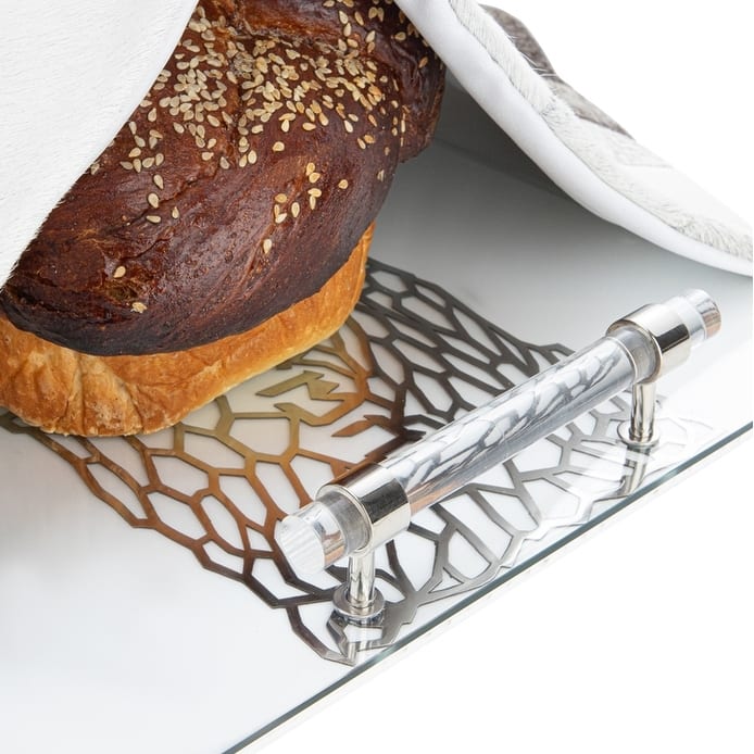 Acrylic Challah Tray with Cylinder Handles - 16"L