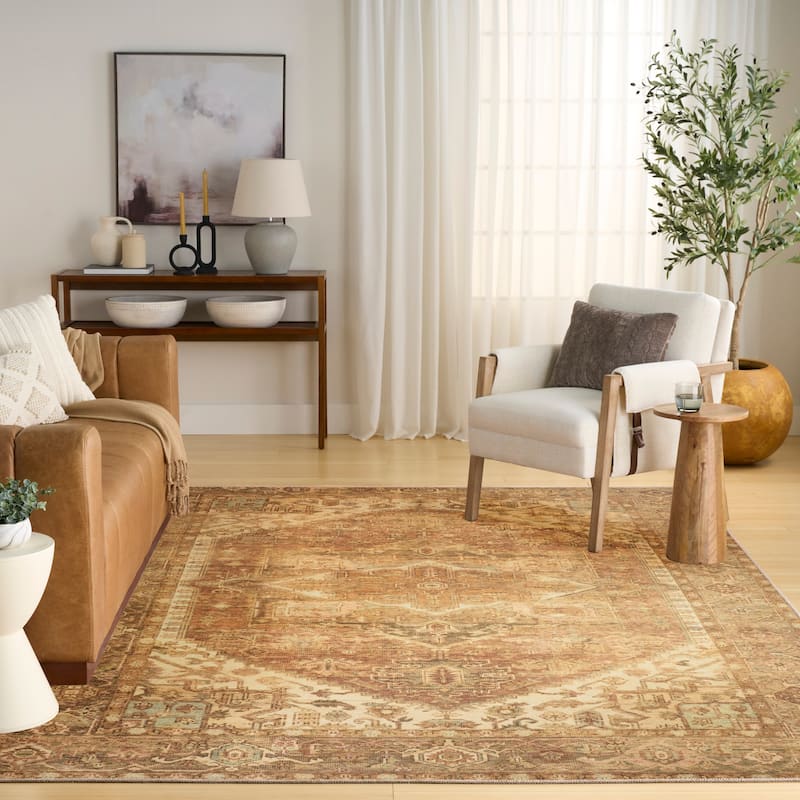 Nourison Vintage Washables Indoor only Gold Persian Area Rug
