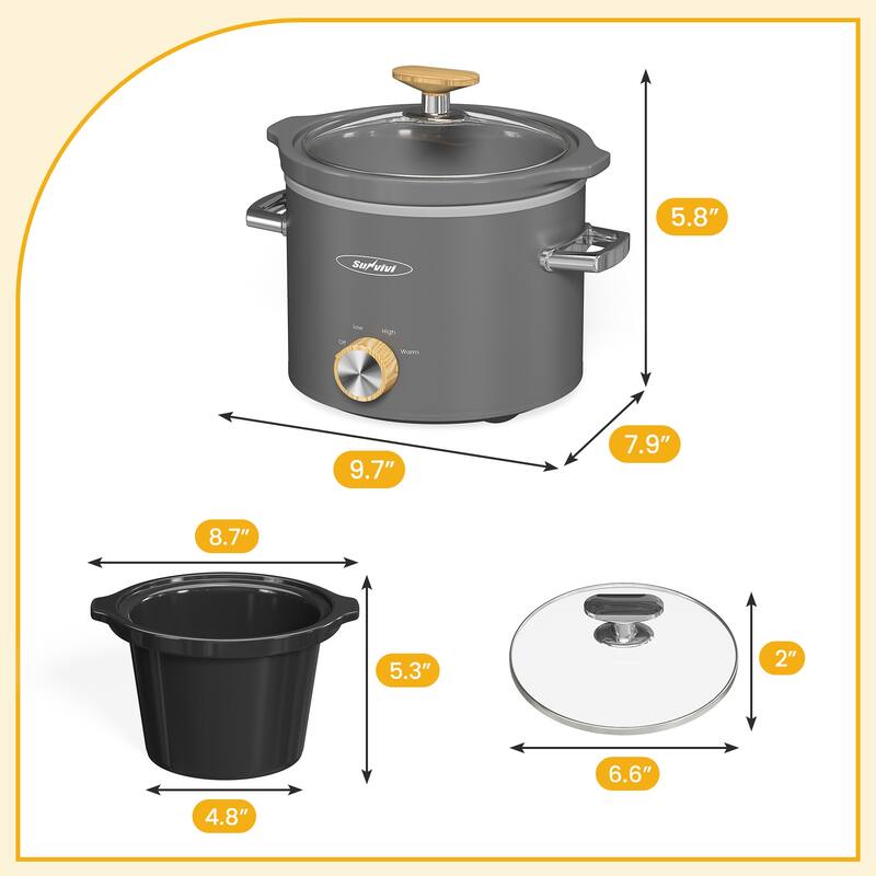 2 Quart Slow Cooker with 3 Heating Settings