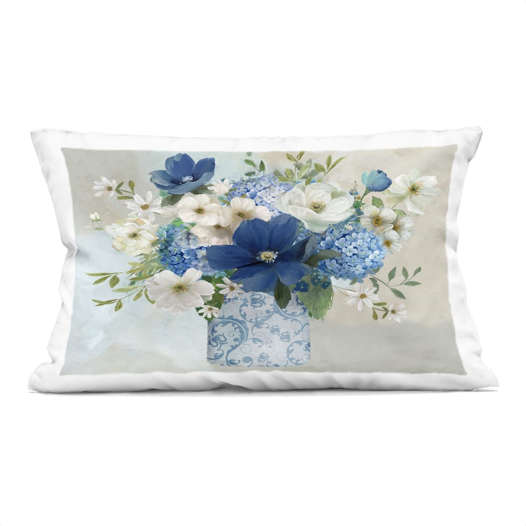 Stupell Bouquet in Elegant Patterned Vase Decorative Printed Throw Pillow Design by Nan