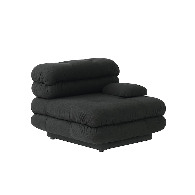 109'' Teddy Velvet Fabric Sectional Sofa L-Shaped Couch with Ottoman