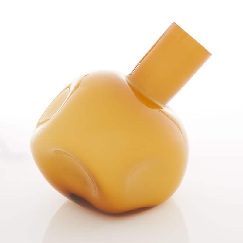 7.50" Yellow Contemporary Solid Glass Abstract Vase