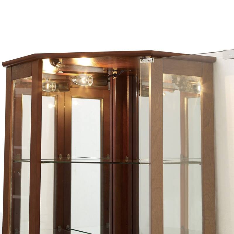 26 in. Width Display Cabinet Lighted Corner China Cabinet