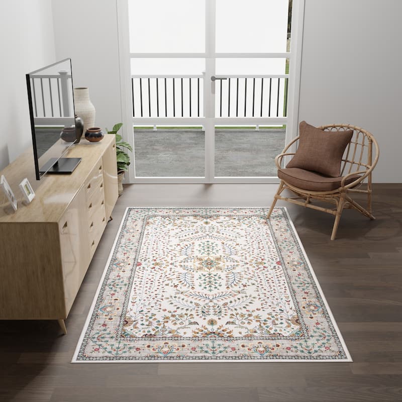 Licensed HGTV Everyday Chic Soft Flannel Zero Pile Printed Non-Slip Washable Indoor Area Rug