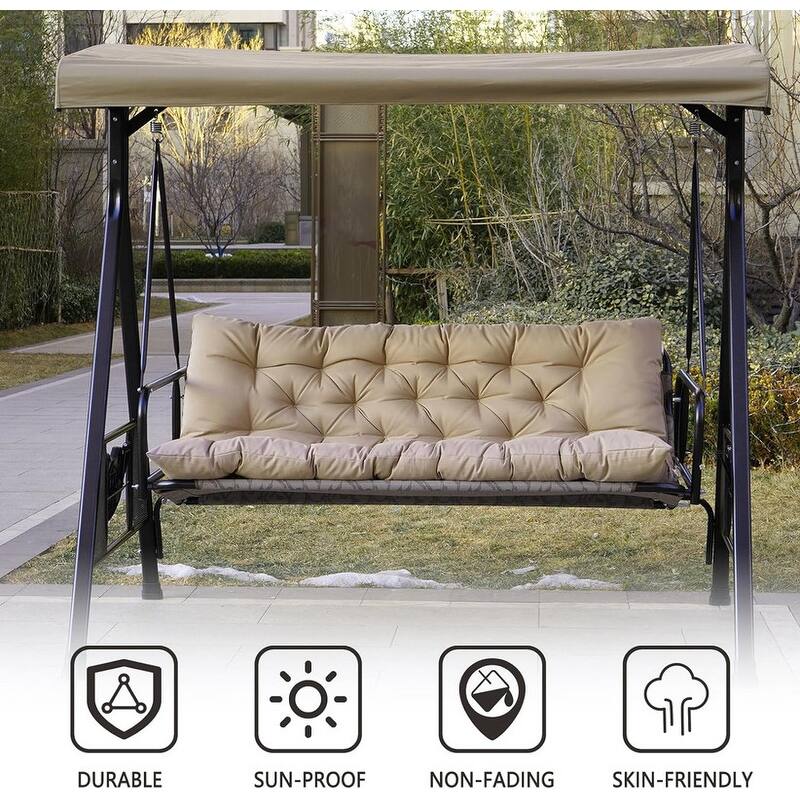 Outdoor Swing Cushions Replacement, Outdoor Thickened Bench Cushion with Ties for Porch,Patio,Backyard,Garden