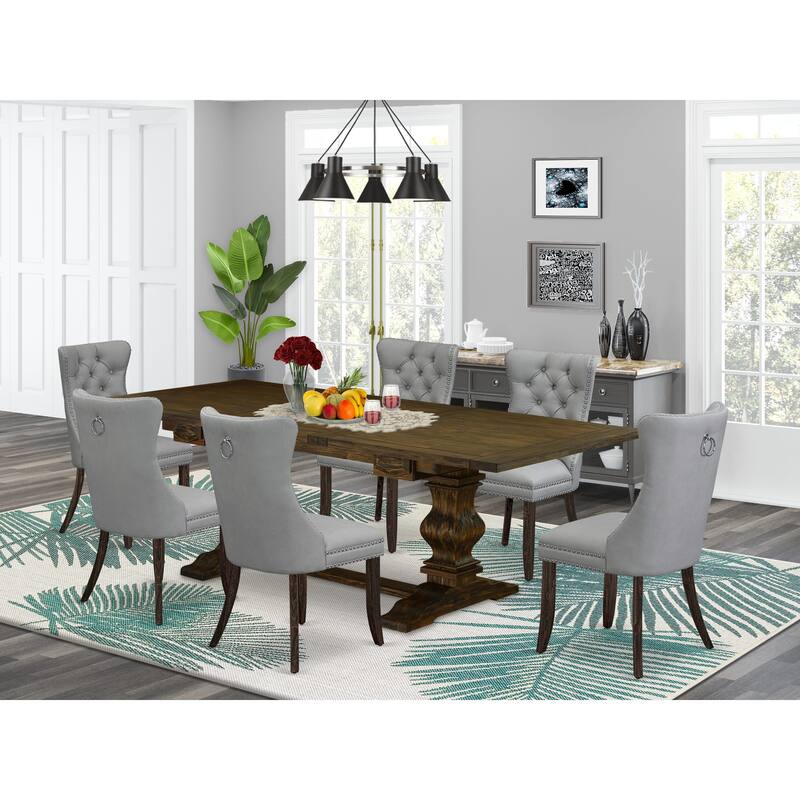 East West Furniture Dining Table Set Consists of a Rectangle Wooden Table and Parson Chairs, Jacobean (Pieces Options) - LADA7-07-T27